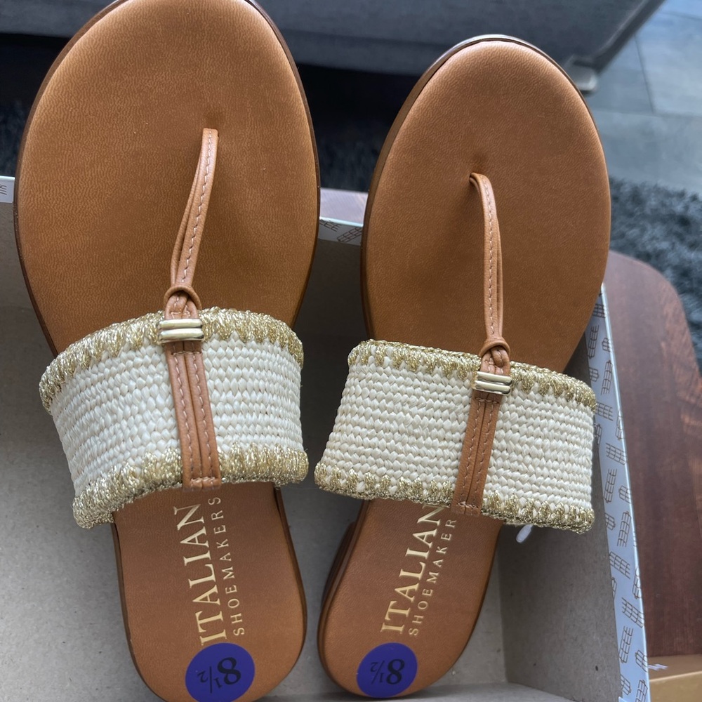 Italian Shoemakers Tan and Cream Sandals